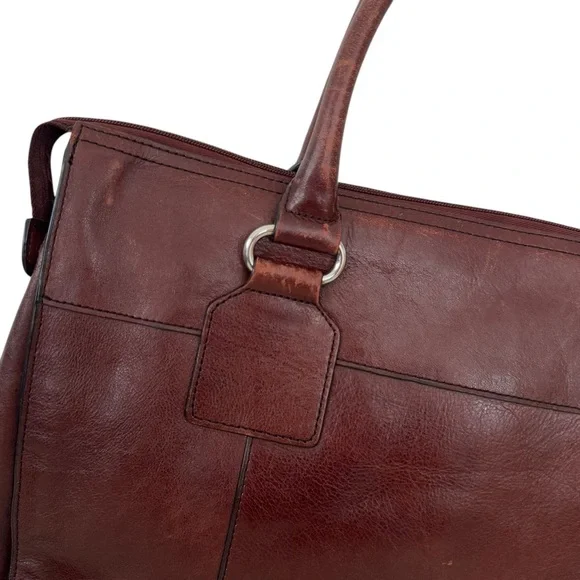 Wilsons Leather Computer Bag Attache 100% Genuine Leather Oxblood Red/Brown - Picture 7 of 13